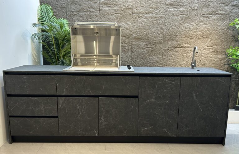 sintered stone outdoor kitchens with grill and sink
